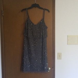 Adrianna Papell gunmetal grey dress